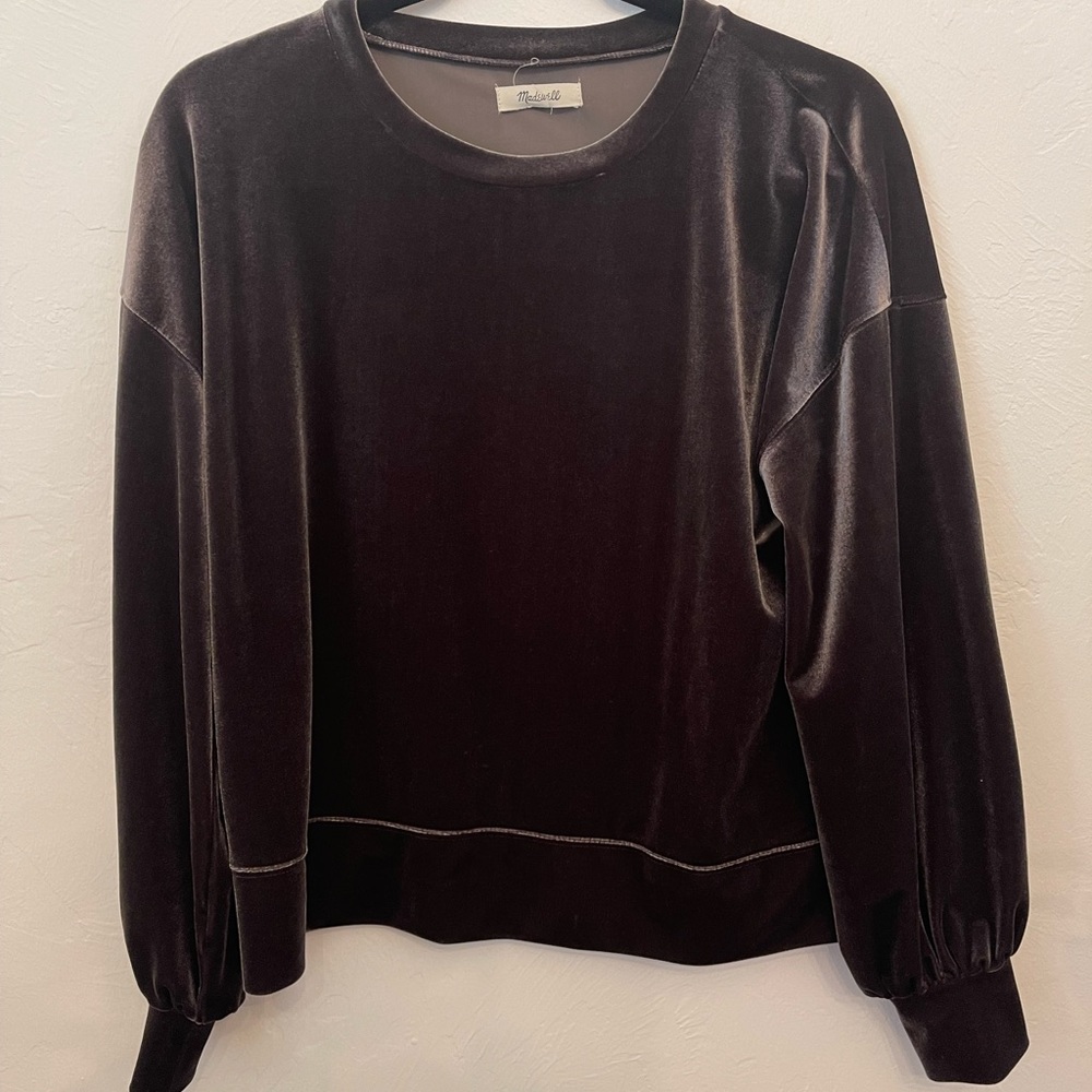 Madewell velvet long sleeve top sz S